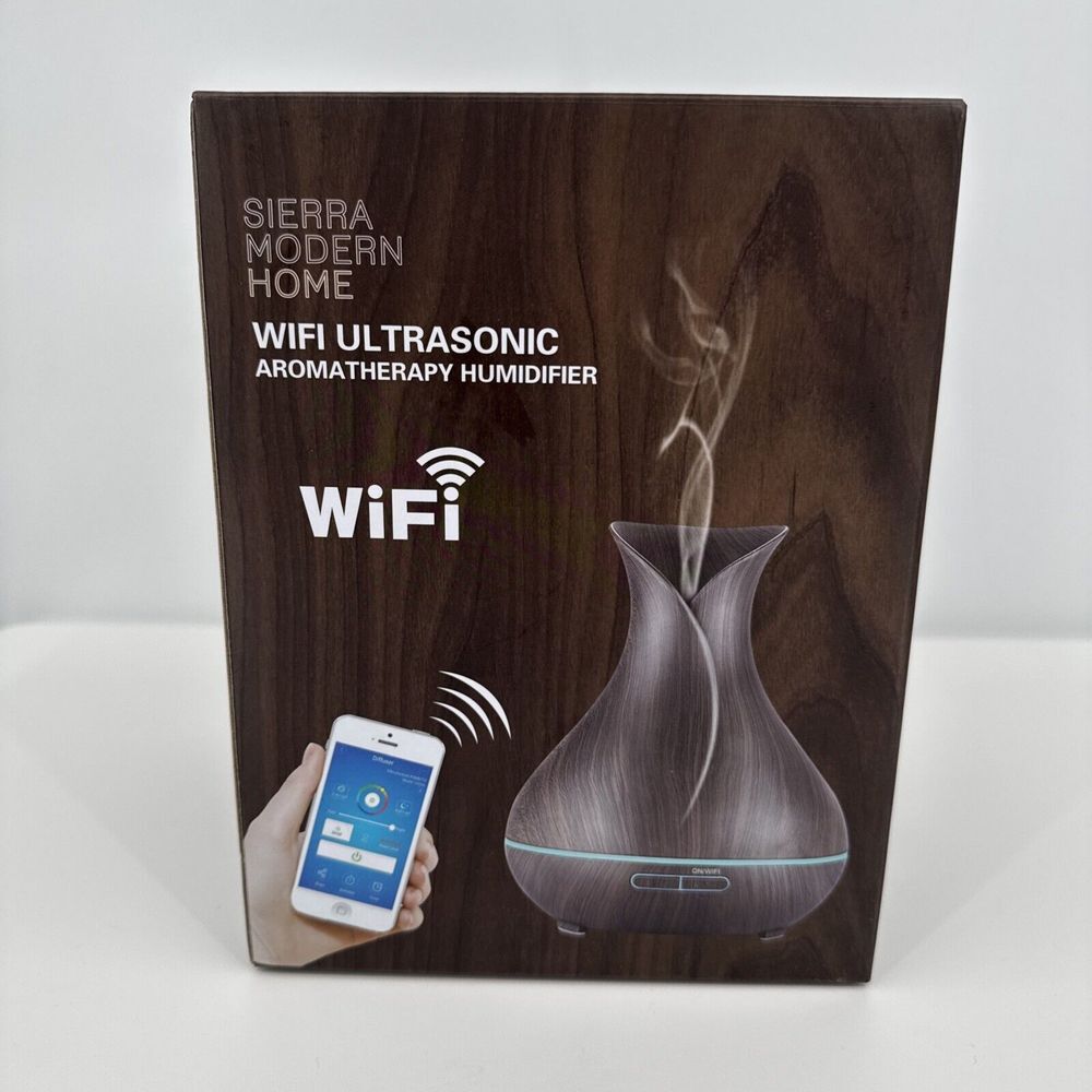 Sierra‎ Modern Home WIFI Ultrasonic Aromatherapy Humidifier Brown Low Noise NEW